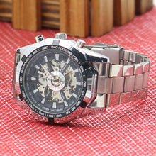 Load image into Gallery viewer, Men's Hollow Skeleton Dial Automatic Mechanical Stainless Steel Band Wrist Watch Mas-culino Fashion Men's Watch Large Dial Milit