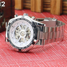 Load image into Gallery viewer, Men's Hollow Skeleton Dial Automatic Mechanical Stainless Steel Band Wrist Watch Mas-culino Fashion Men's Watch Large Dial Milit