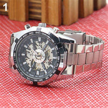 Load image into Gallery viewer, Men's Hollow Skeleton Dial Automatic Mechanical Stainless Steel Band Wrist Watch Mas-culino Fashion Men's Watch Large Dial Milit