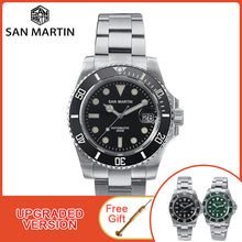 Load image into Gallery viewer, San Martin Diver Water Ghost Luxury Sapphire Crystal Men Automatic Mechanical Watches Ceramic Bezel 20Bar Luminous Date Window